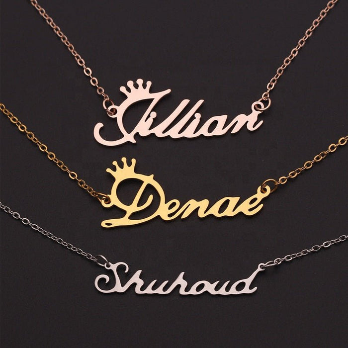 18k Gold Plated Name Necklace Personalized Custom Stainless steel Initial - Muska storeMuska storemuskastore