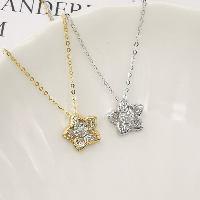 18K Real Gold Dancing Diamond Flower Star Necklace - Muska storeMuska storemuskastore