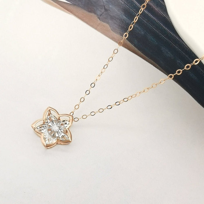 18K Real Gold Dancing Diamond Flower Star Necklace - Muska storeMuska storemuskastore