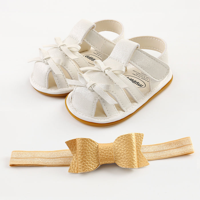 Baby sandals toddler shoes 2-piece headband