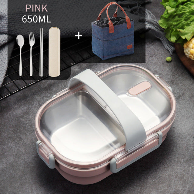 Portable Children's Lunch Box, 304 Stainless Steel Bento, Kitchen Leak Proof Food Box for Kids