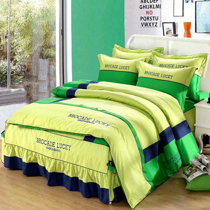 Solid color cotton bed skirt set of four