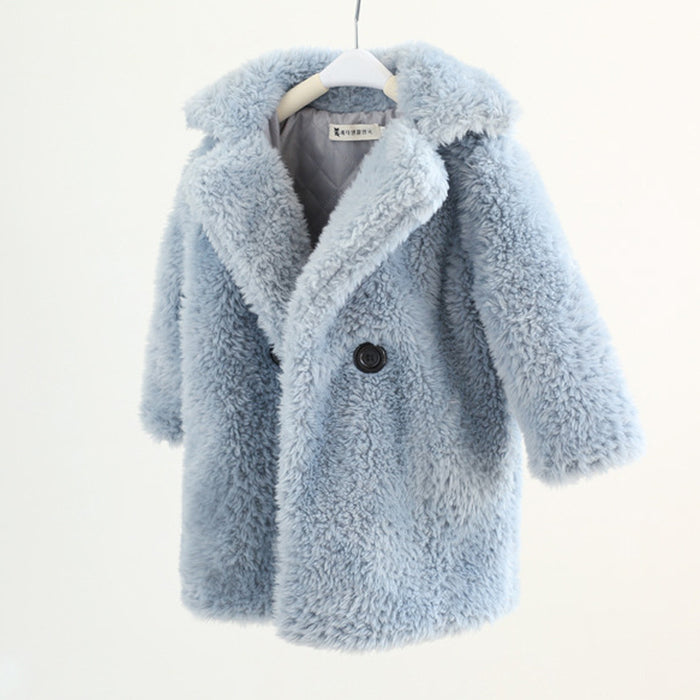 Fur children's wear Lapel cashmere coat