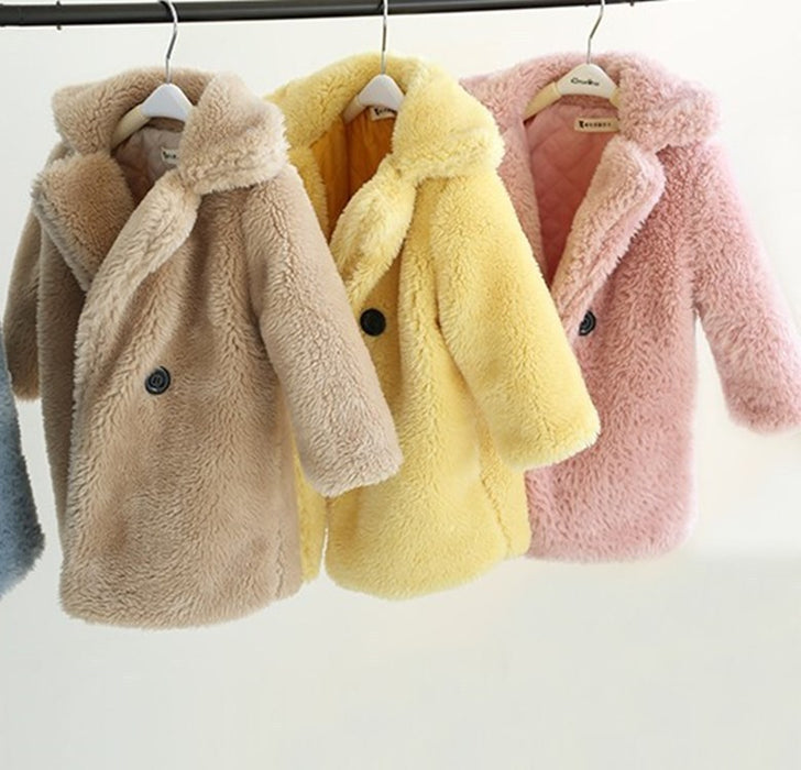 Fur children's wear Lapel cashmere coat