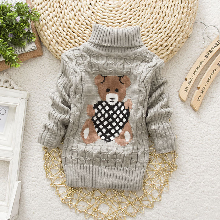 Thickened baby pullover turtleneck sweater