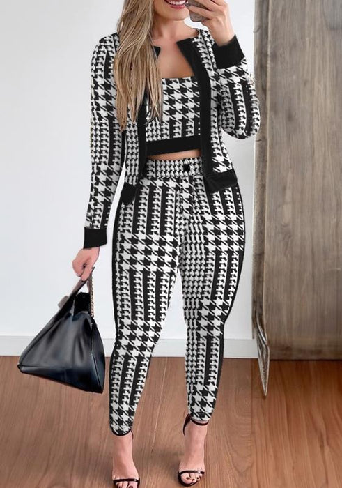 Street Hipster Women's Vest Cardigan Leggings Three-piece Suit