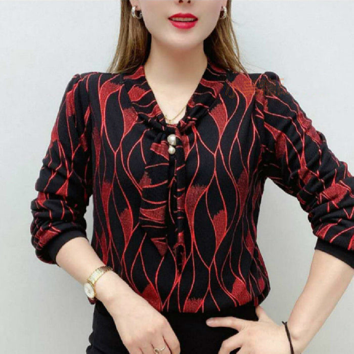 Spring And Autumn New Ribbon Loose Plus Size T-shirt Bottoming Shirt