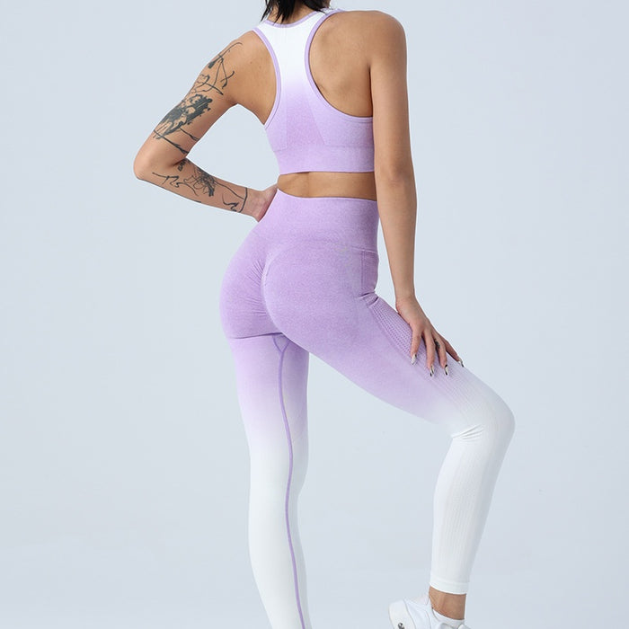 Yoga Pants Knitted Vest Bra Set