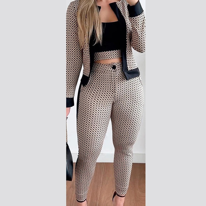 Street Hipster Women's Vest Cardigan Leggings Three-piece Suit