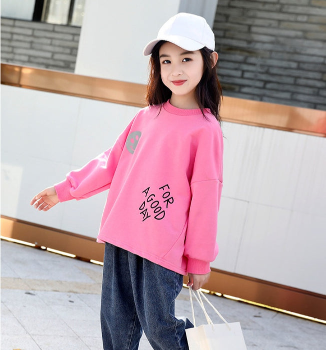 Girls Sweater Spring New Korean version of the big boy cotton loose shirt children's sweater tide