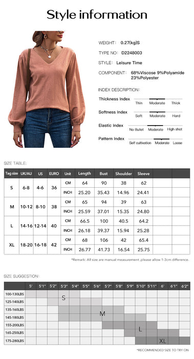 Temperament Leisure Long Sleeve V-neck Sweater