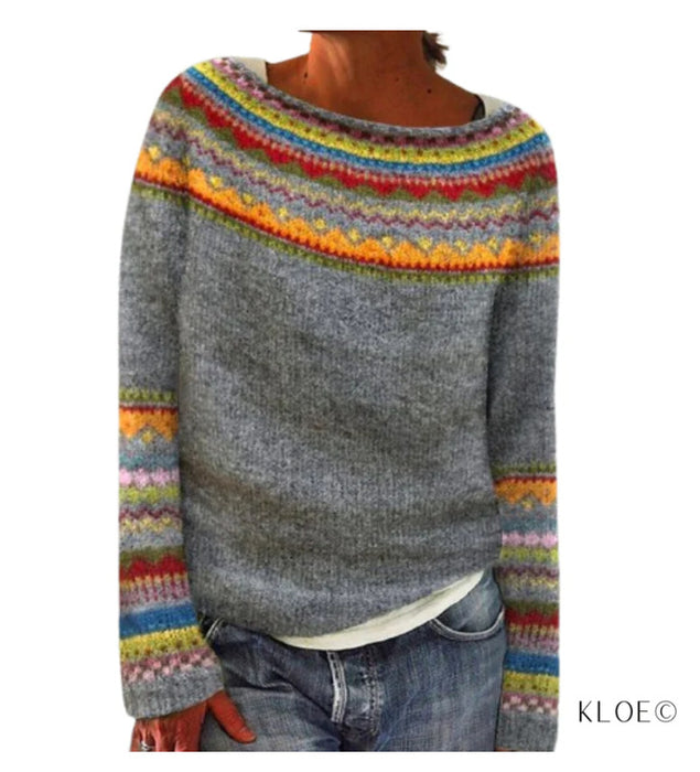 Women's Sweater Round Neck Multicolor Loose Fashion Pullover Sweater