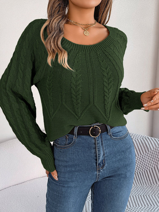 Leisure Solid Color Twist Long Sleeve Pullover Sweaters