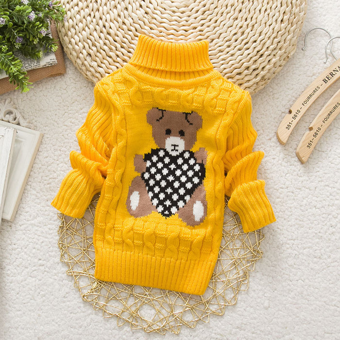 Thickened baby pullover turtleneck sweater