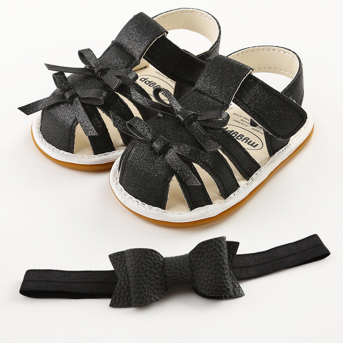 Baby sandals toddler shoes 2-piece headband