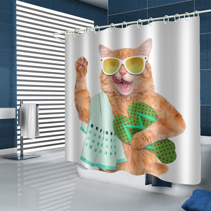 Waterproof polyester shower curtain