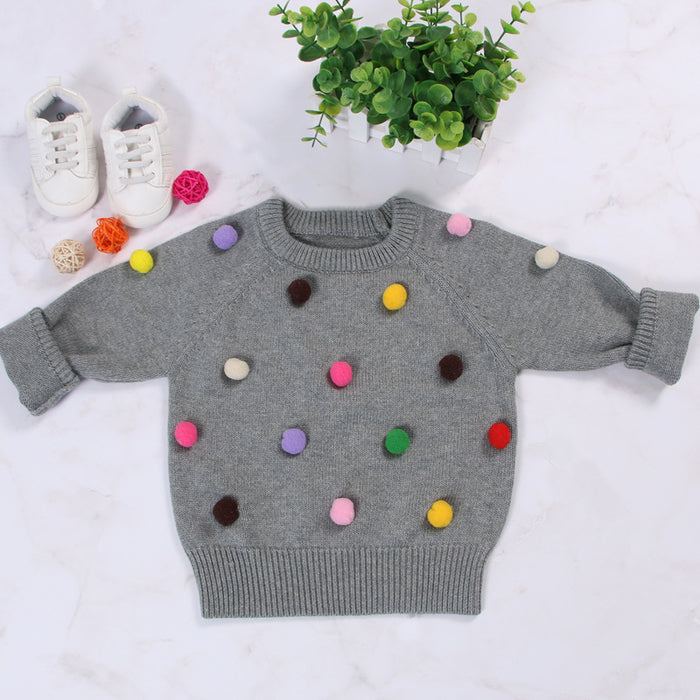 Strickjacke Mädchen Winter Kinder Pullover Kugeln Design Baby Gestrickte Strickjacken Lässige Kleinkind Jungen Pullover Woolen Fleece Mädchen Pullover