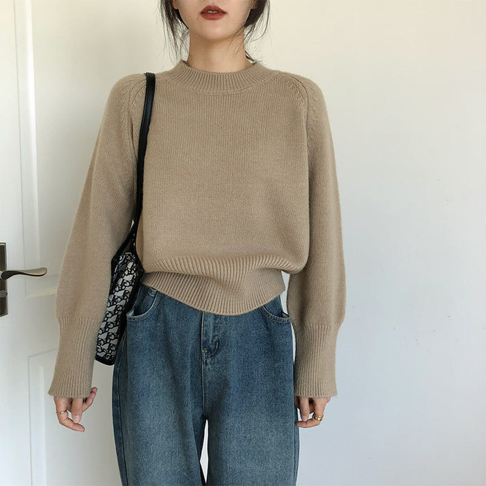 Round-neck High Waist Sweater Women's Vintage Knitted