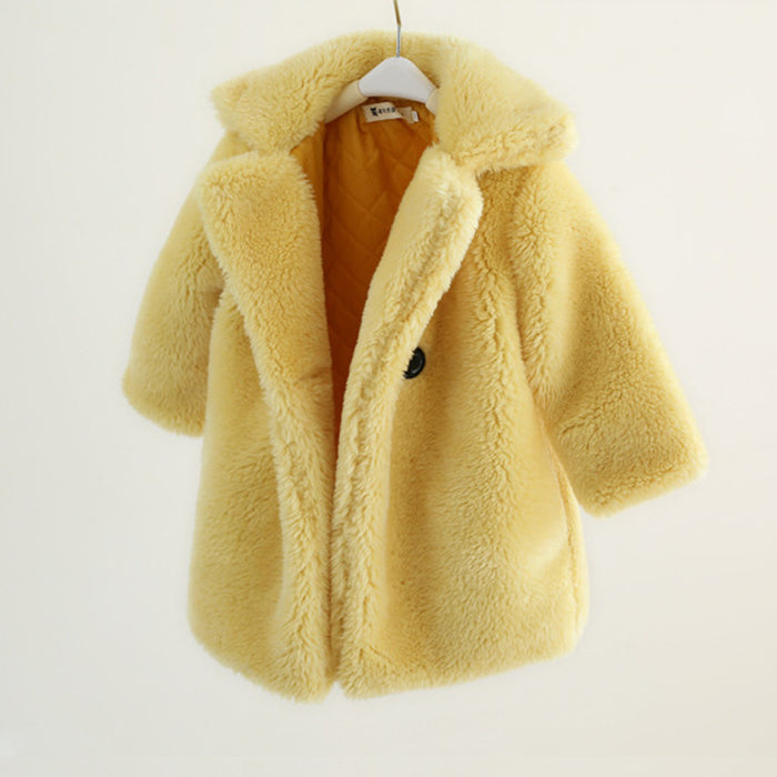 Fur children's wear Lapel cashmere coat