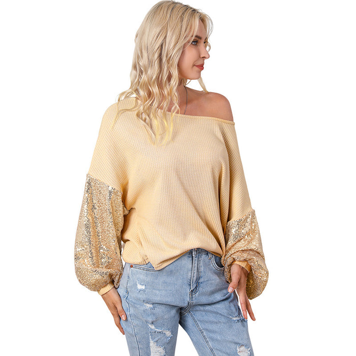 Loose Shoulder Solid Color Sweater