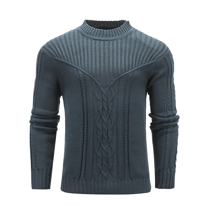 Fashion Men Solid Color Warm Jacquard Men Sweater