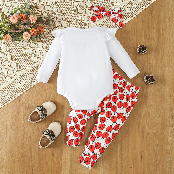 Clothing Girls' Long-sleeved Cartoon Ladybug Romper