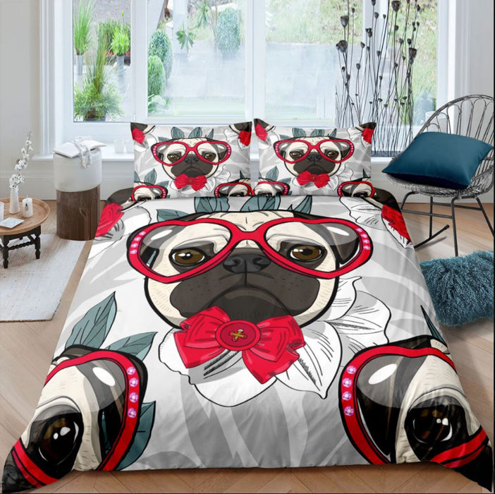 3D Pug Digital Printing Bedding Set