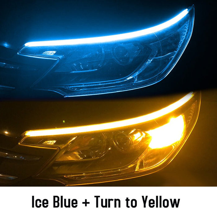 2pcs Led DRL Car Daytime Running Lights Flexible Waterproof Auto Turn Signal Yellow Brake Side Headlights Light - Muska storeMuska storemuskastore