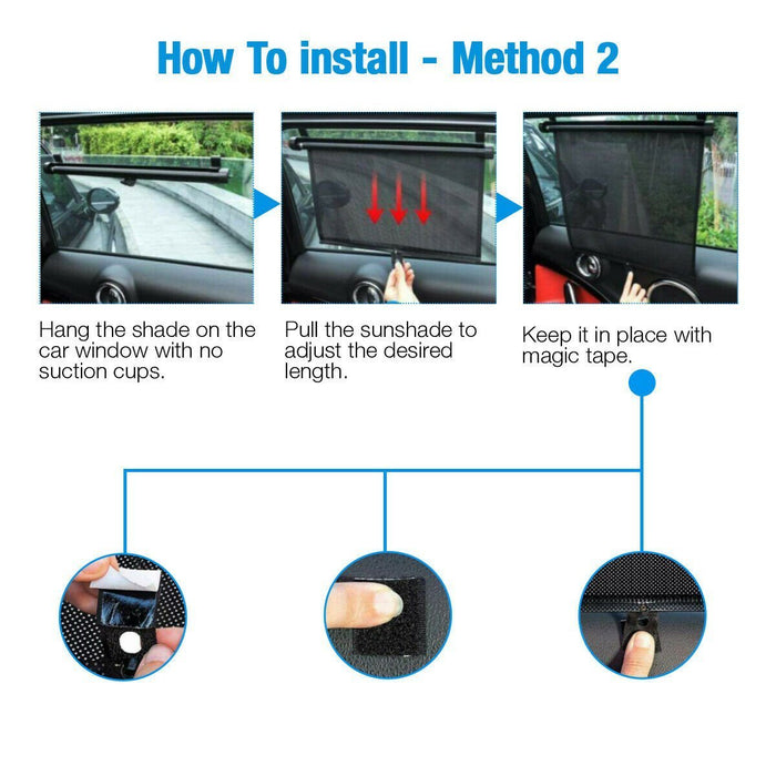 2X Retractable Roller Auto Sunshade Sun Shade Cover Car Side Window Visor Shield - Muska storeMuska storemuskastore