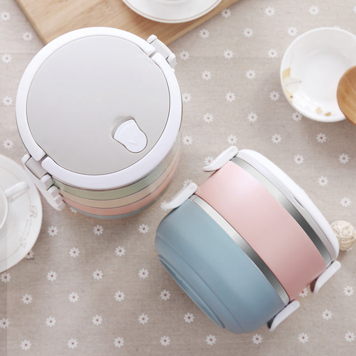 Cute Stainless Steel Insulated Lunch Box With Multi-layer Detachable