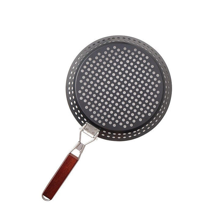 Outdoor Camping Foldable Round Frying Pan Picnic BBQ Heat Resistant Steak Grilled Skillet