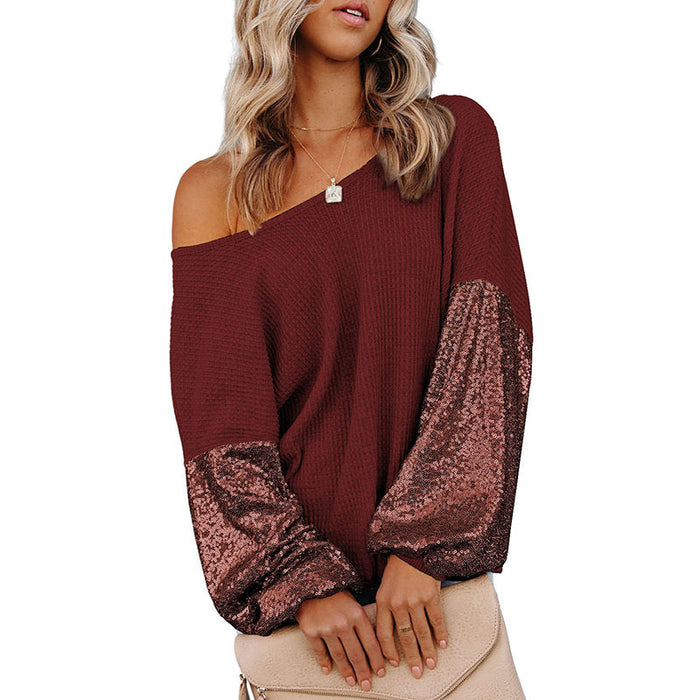 Loose Shoulder Solid Color Sweater