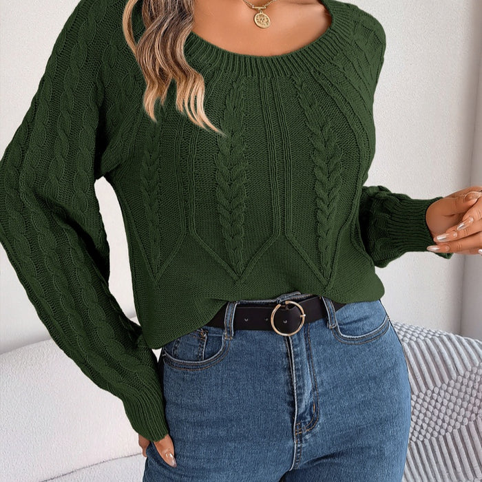 Leisure Solid Color Twist Long Sleeve Pullover Sweaters