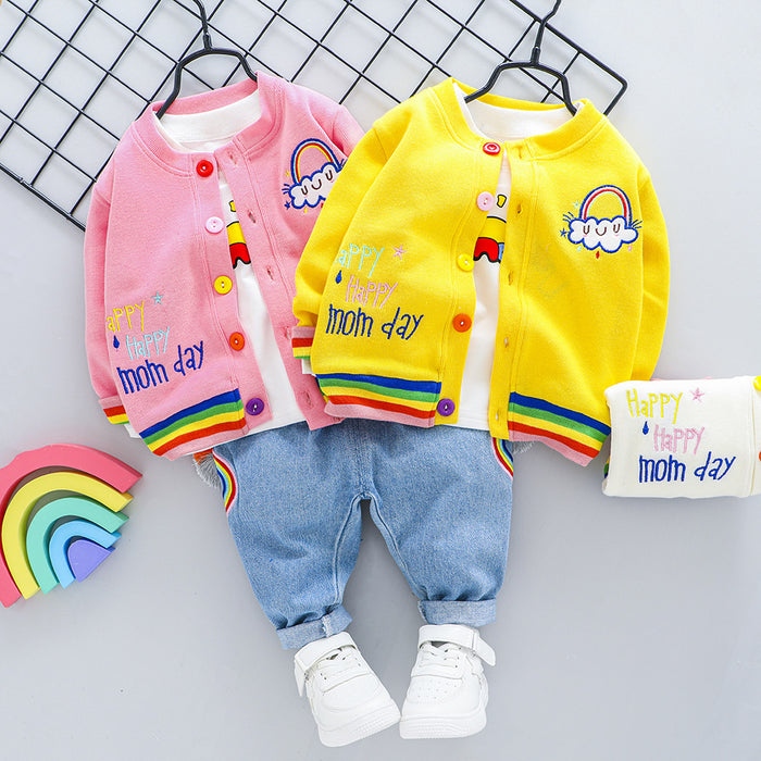 Rainbow Long Sleeve Kids Three-piece Set