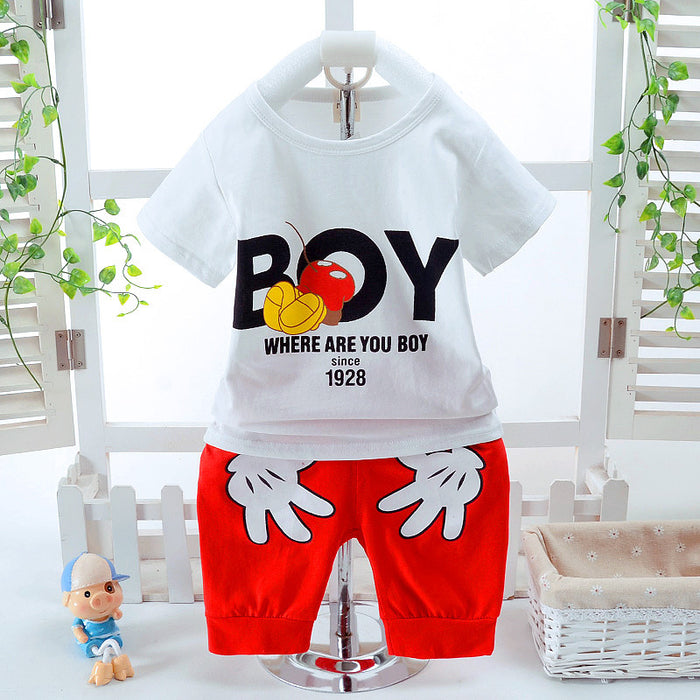 Summer new short sleeve boy suit