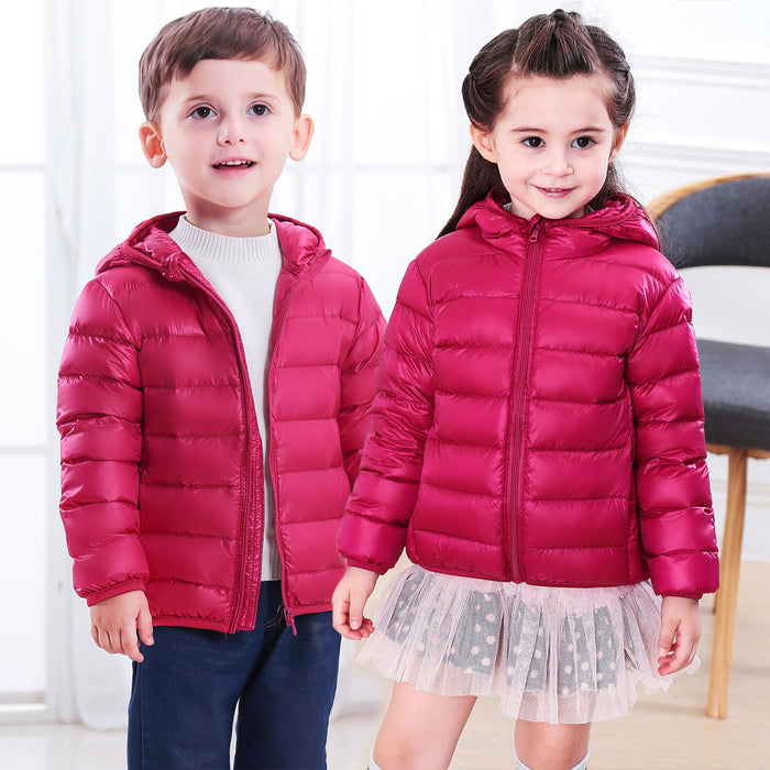 Children's Down Jacket Lightweight Medium And Large Children's Feather Short Hooded Jacket