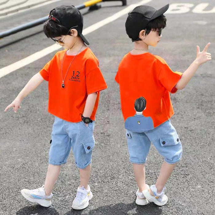 Children's Short Sleeved Suit Boys Summer Handsome Sports Clothes Trend