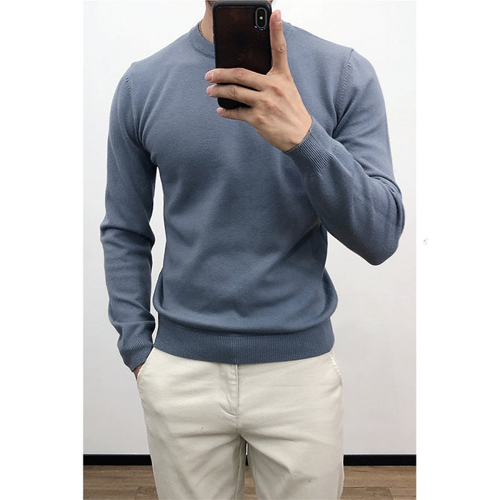 Men Thin Round Neck Bottoming Sweater