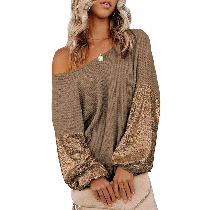 Loose Shoulder Solid Color Sweater