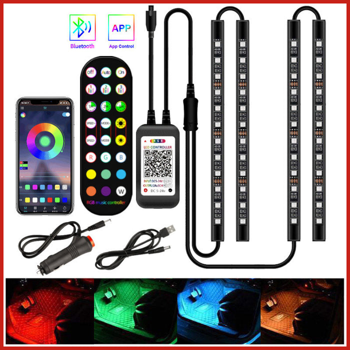 Styling Decorative Lamp LED Car Interior Light Waterproof Ambient Lamp Of Wireless Remote Music Control Car RGB Strip Lights