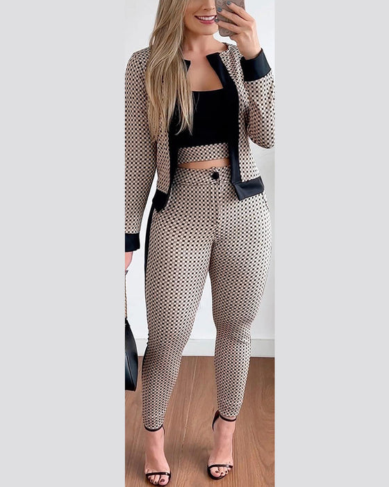 Street Hipster Women's Vest Cardigan Leggings Three-piece Suit