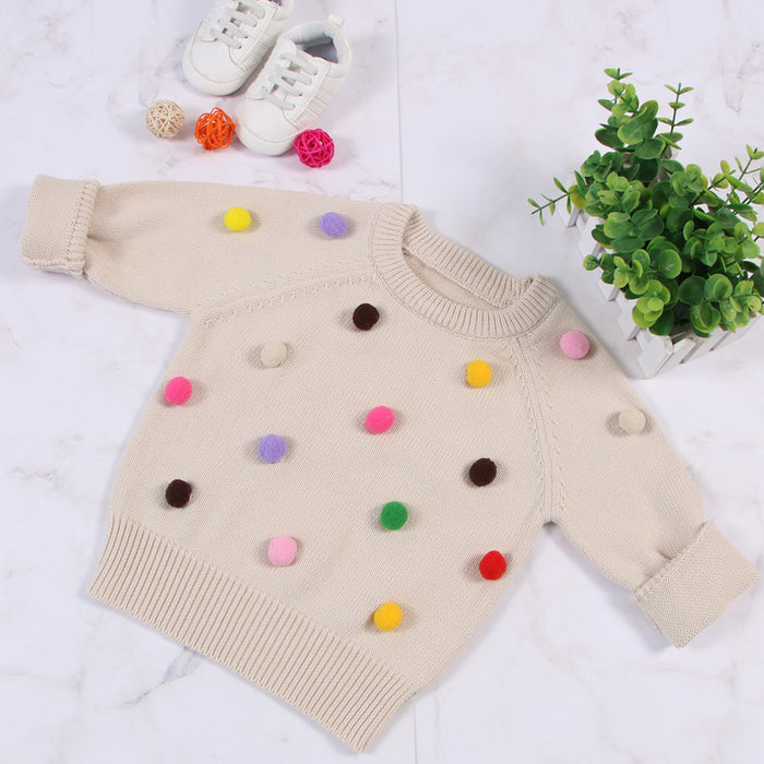 Strickjacke Mädchen Winter Kinder Pullover Kugeln Design Baby Gestrickte Strickjacken Lässige Kleinkind Jungen Pullover Woolen Fleece Mädchen Pullover