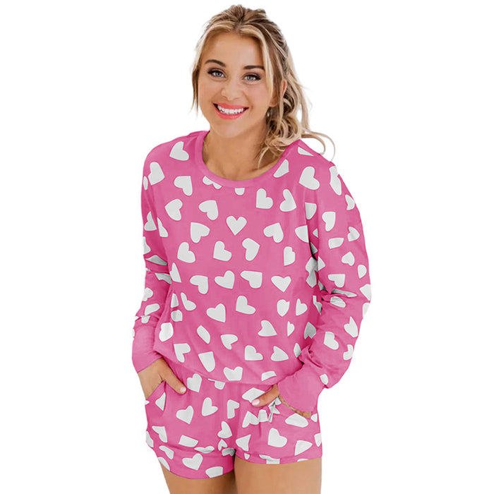 Heart Shape Printed Home Two-piece Women's Clothing