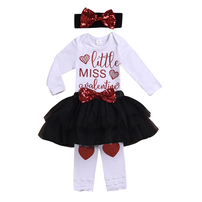 Girls' One-piece Mesh Princess Dress Set