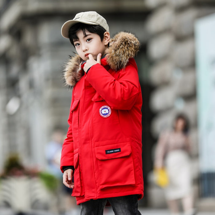 Down jacket boy with long thickening