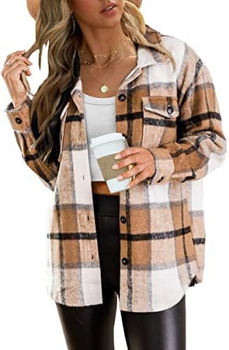 Women's Casual Button Long Sleeve Tops Shirt With Pocket