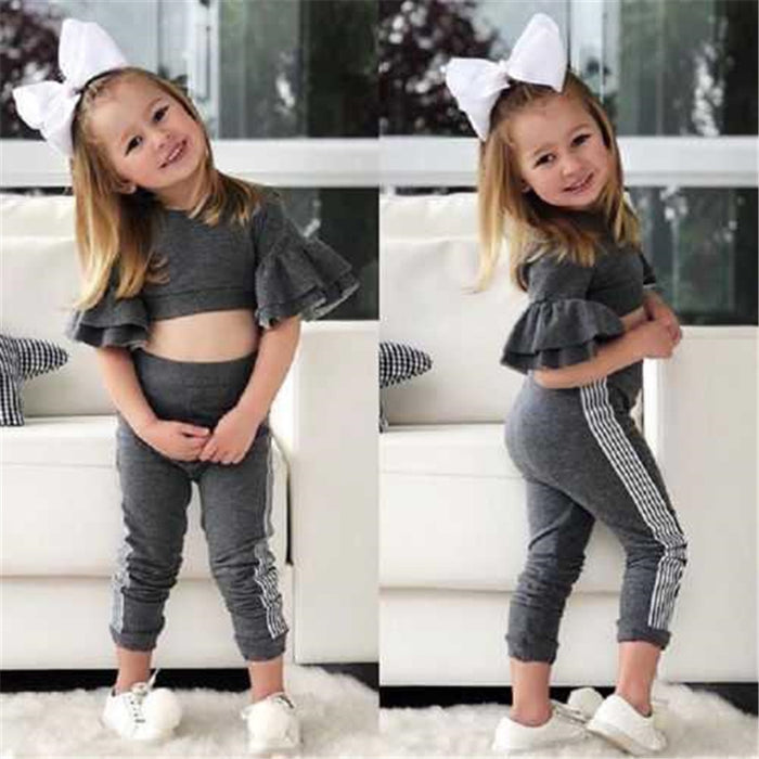 Herbst Kinder Baby Mädchen T-Shirt Hosen Outfits Mädchen Kleidung 2P