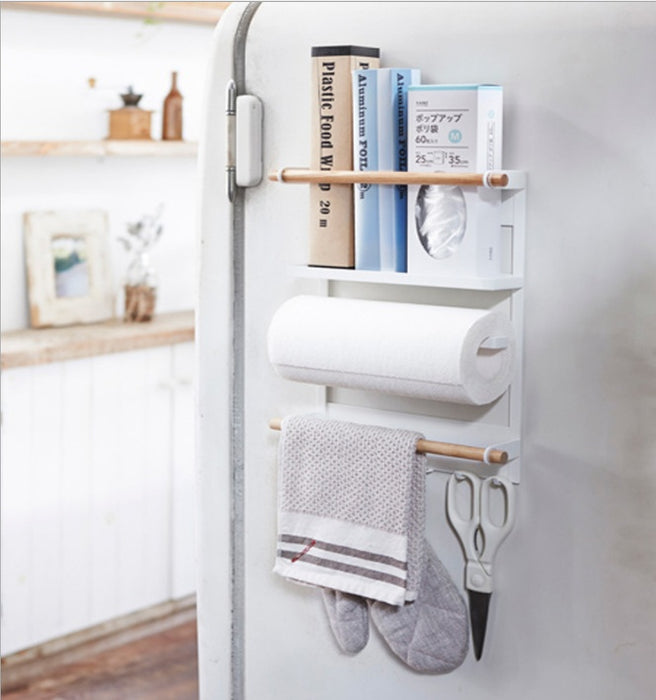 Refrigerator Rack Side Hanging Magnet Shelf Kitchen Refrigerator Storage Side Shelf Rack Paper Towel Rack