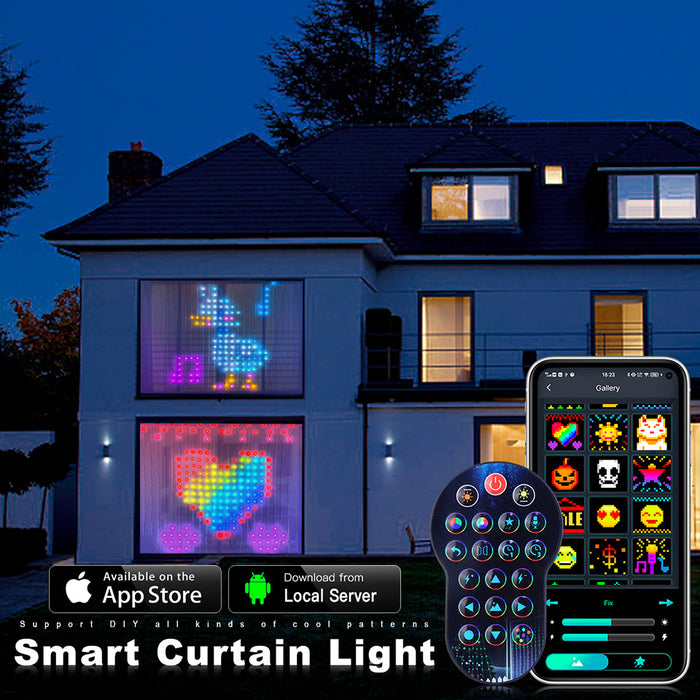 Intelligente LED-RGB-Vorhang-Lichterkette, Bluetooth-APP-Steuerung, Weihnachtsfee-Lichtgirlande, DIY-Bildanzeige, Party, Hochzeitsdekoration