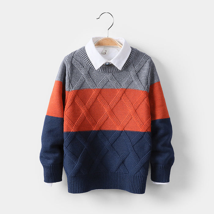 Boys' Autumn And Winter Bottoming Knitted Sweater